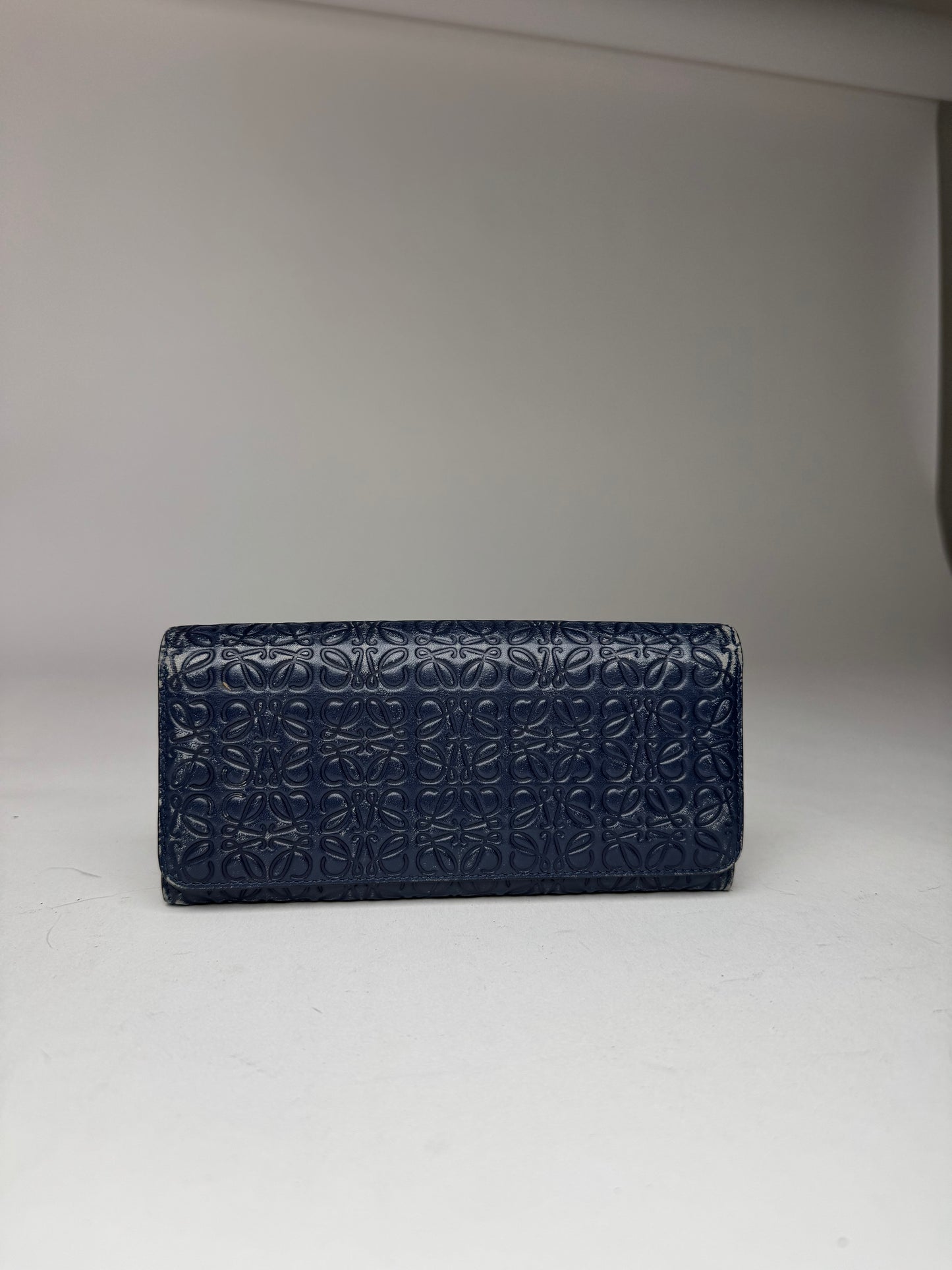 Vintage Loewe Madrid monogram leather wallet navy
