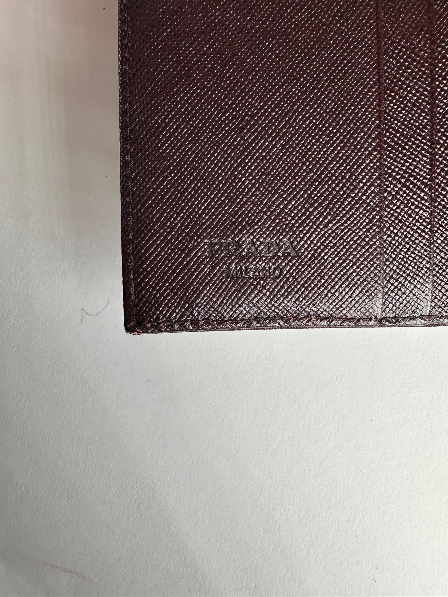 Vintage Prada Triangle Logo Polyester/Leather Wallet Purple