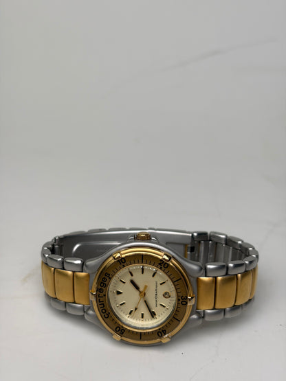 Vintage Courreges Stainless Steel Bracelet Watch Gold Silver