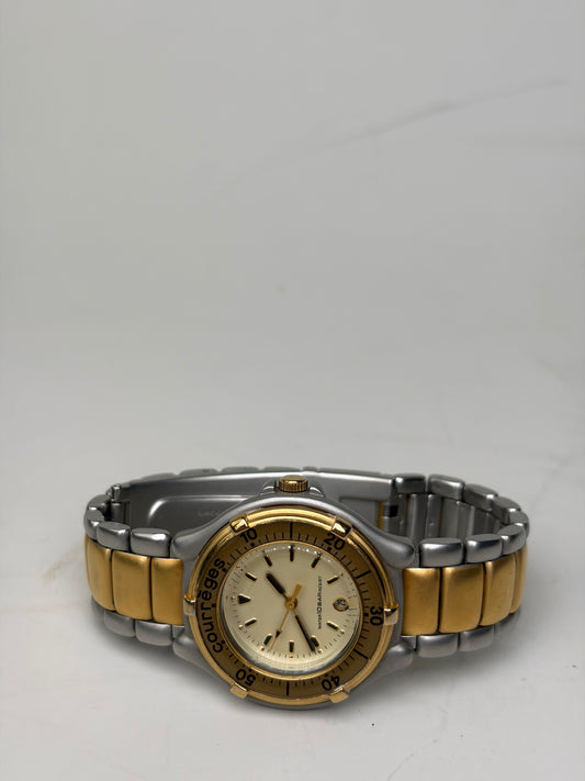 Vintage Courreges Stainless Steel Bracelet Watch Gold Silver