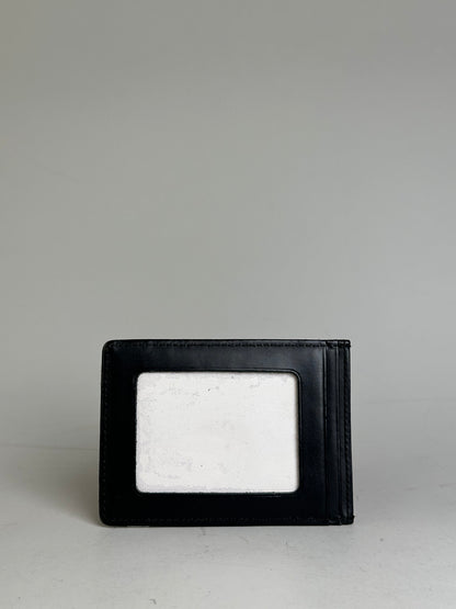 Vintage Courreges Leather Card Holder Black White Silver Logo
