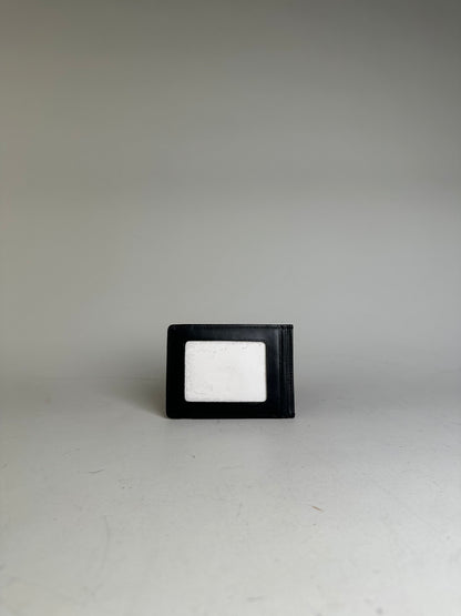 Vintage Courreges Leather Card Holder Black White Silver Logo