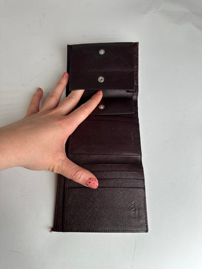 Vintage Prada Triangle Logo Polyester/Leather Wallet Purple