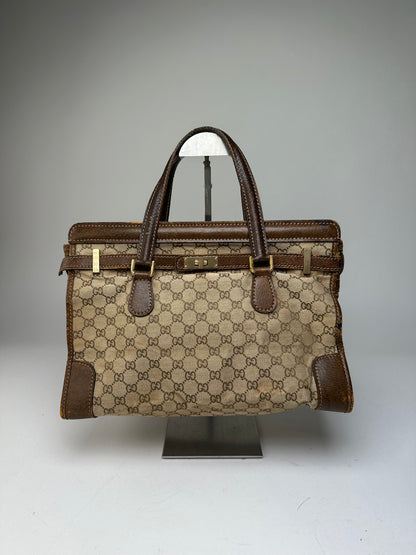 Vintage Gucci GG Supreme Chain Shoulder Bag Beige Brown