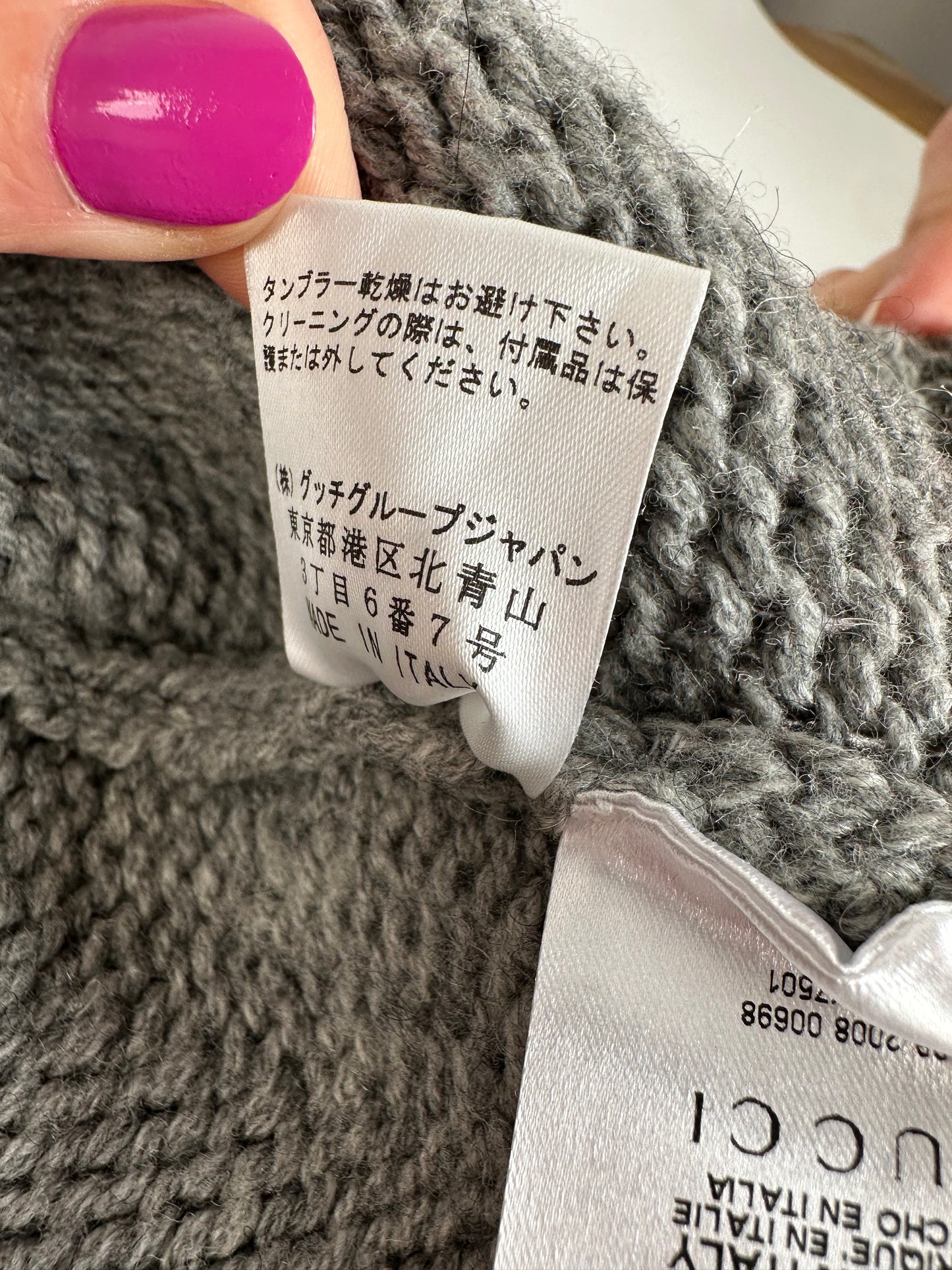 Vintage Gucci Wool Poncho Grey M