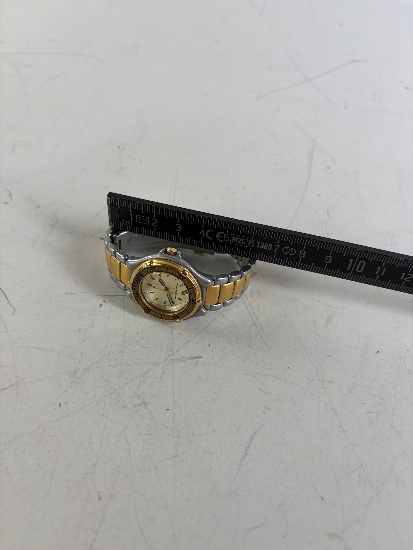 Vintage Courreges Stainless Steel Bracelet Watch Gold Silver