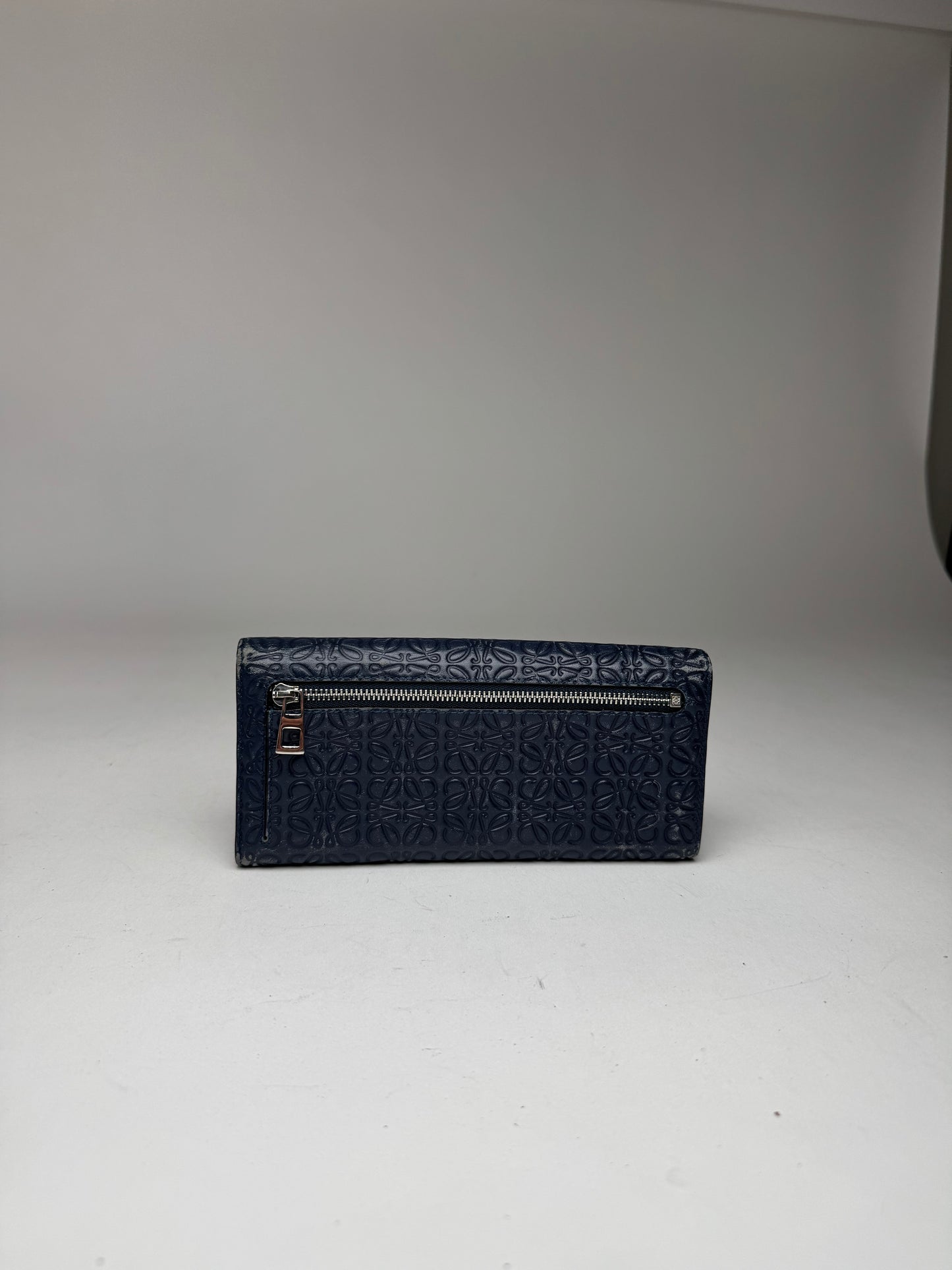 Vintage Loewe Madrid monogram leather wallet navy