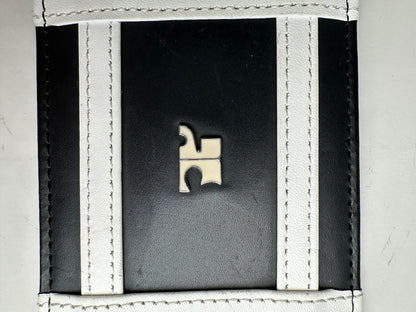 Vintage Courreges Leather Card Holder Black White Silver Logo