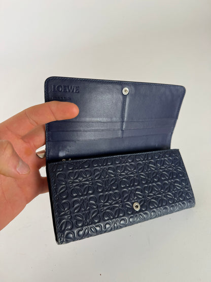 Vintage Loewe Madrid monogram leather wallet navy