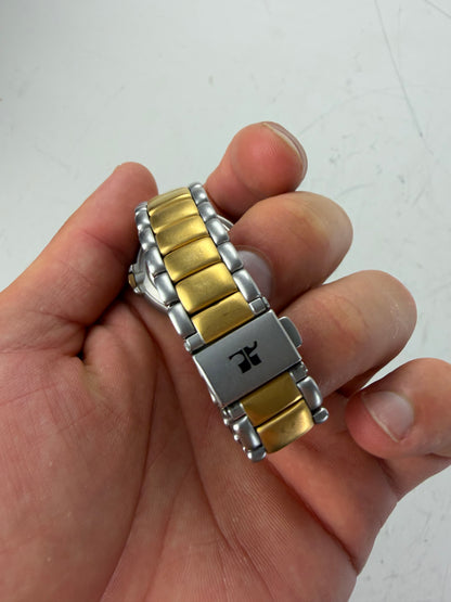 Vintage Courreges Stainless Steel Bracelet Watch Gold Silver