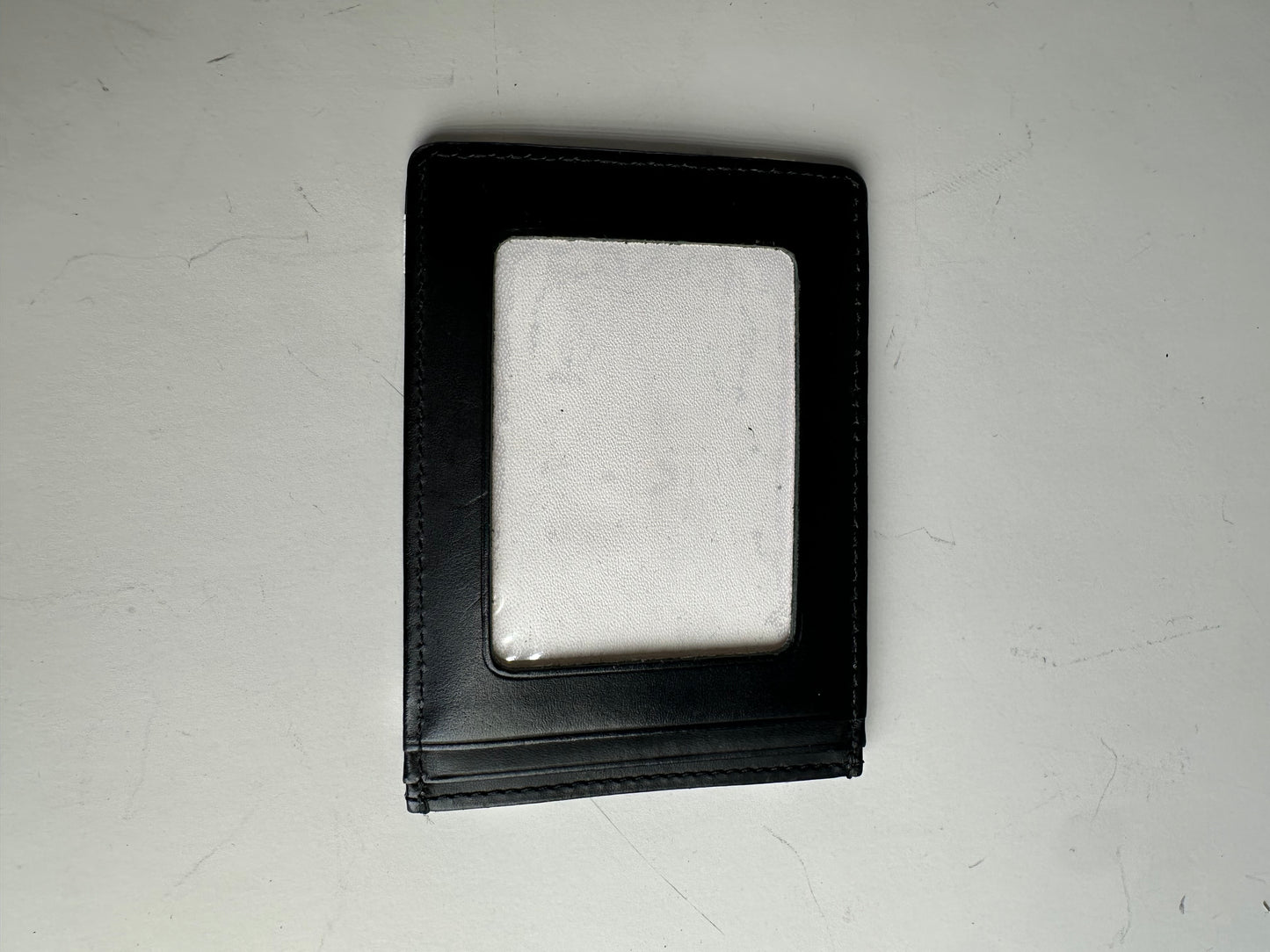 Vintage Courreges Leather Card Holder Black White Silver Logo
