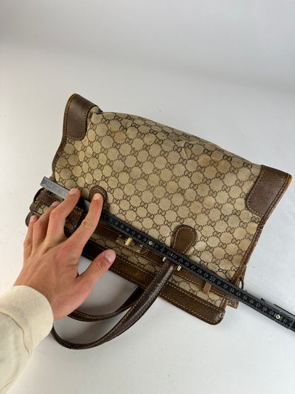 Vintage Gucci GG Supreme Chain Shoulder Bag Beige Brown
