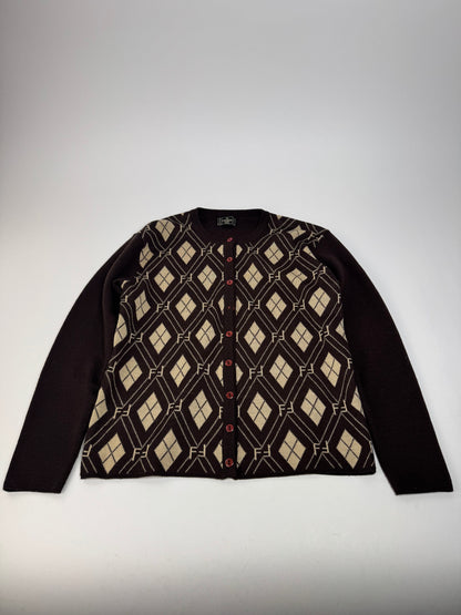 Vintage Fendi Roma Cardigan / Wool Sweater Brown Beige
