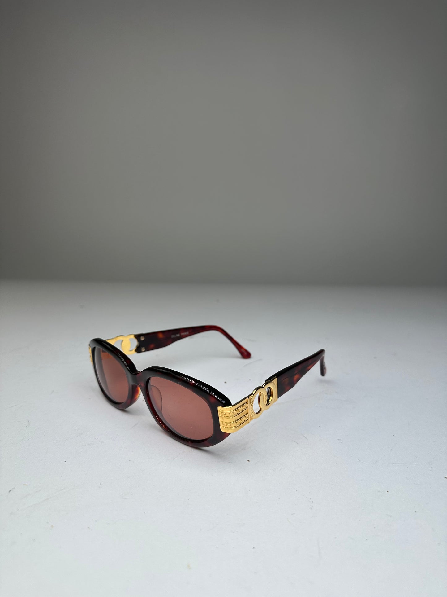 Vintage Celine Acetate Sunglasses Dark Tortoiseshell Gold