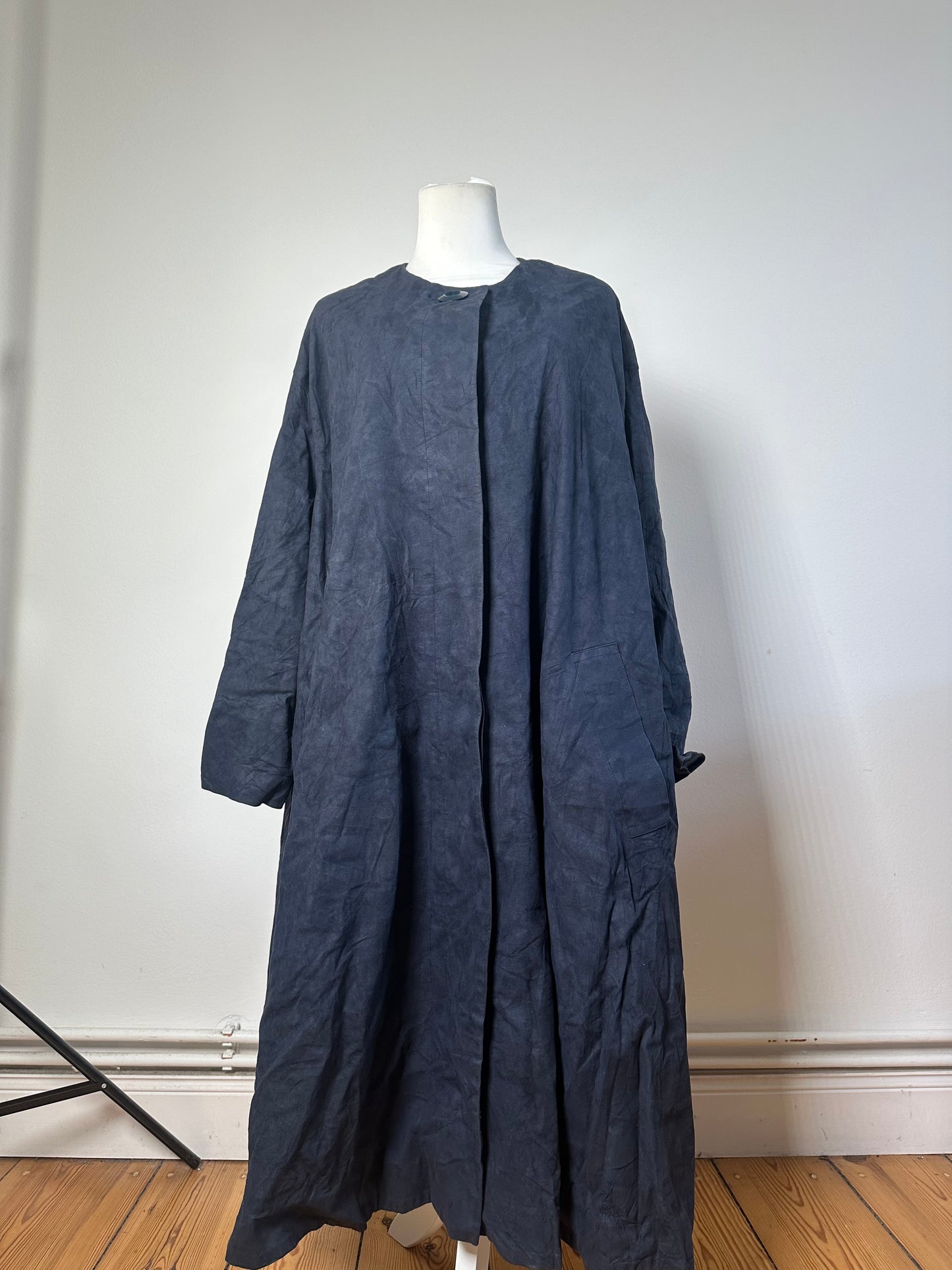 Vintage Dior Longline Coat Dark Blue L