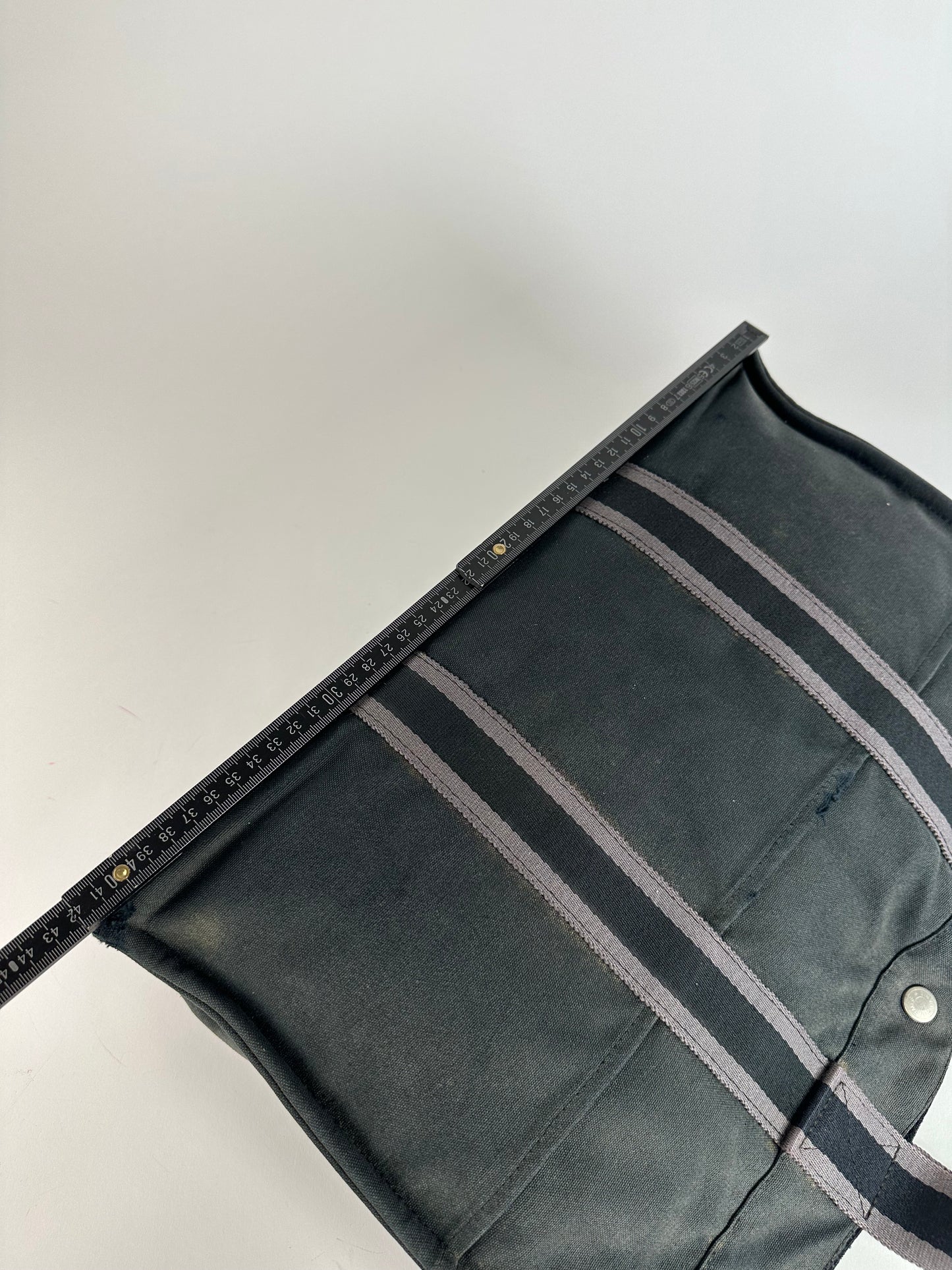 Vintage Hermes Canvas Tote Bag Black Grey