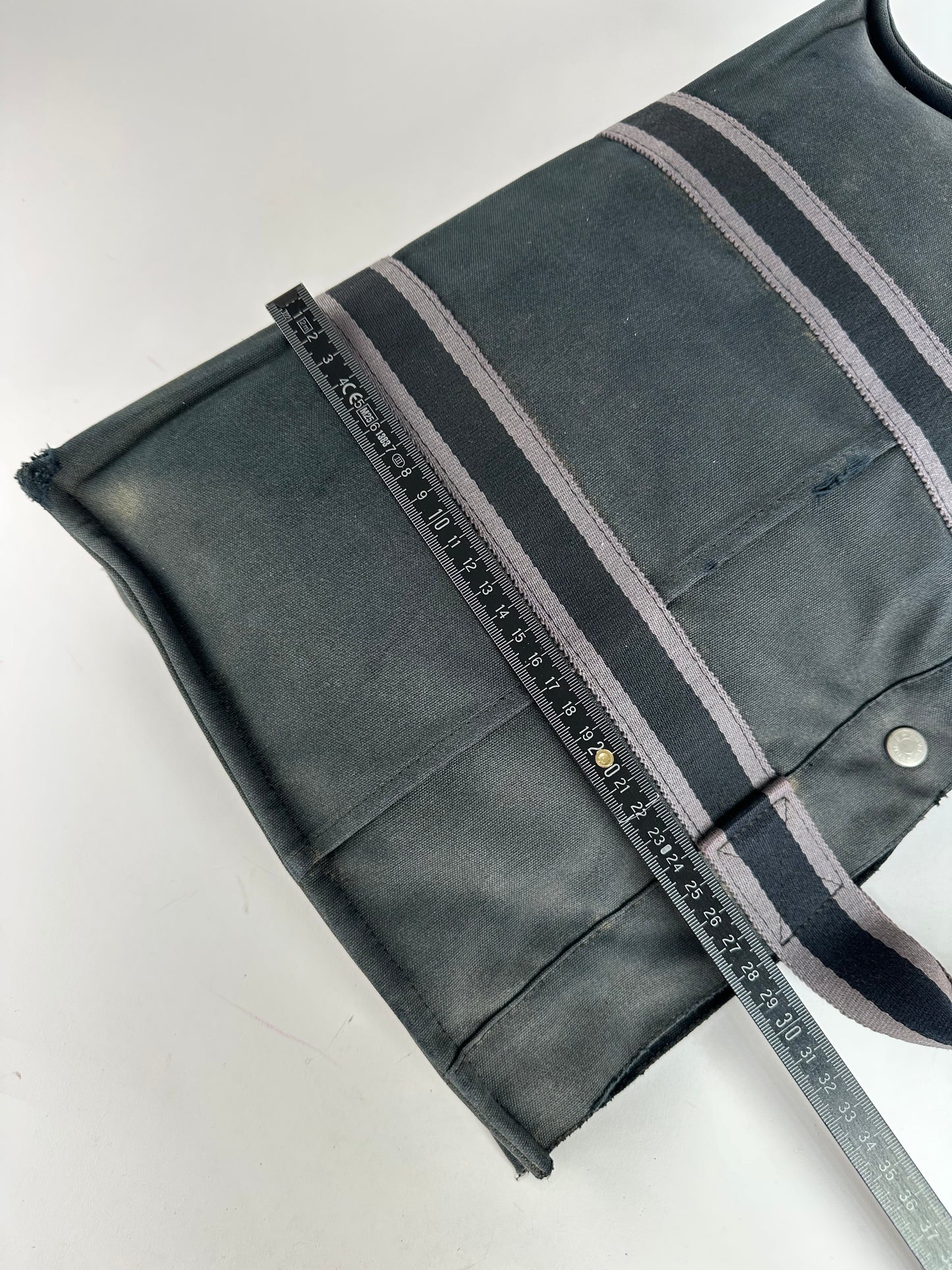 Vintage Hermes Canvas Tote Bag Black Grey