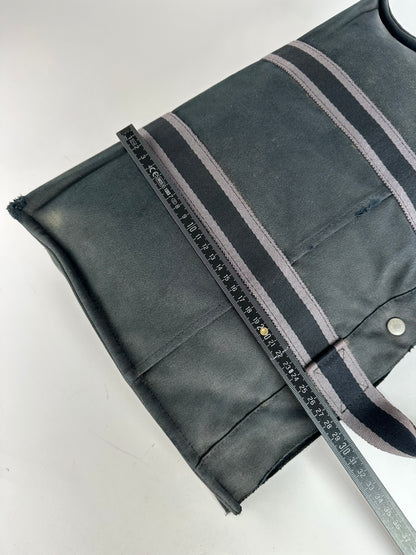 Vintage Hermes Canvas Tote Bag Black Grey