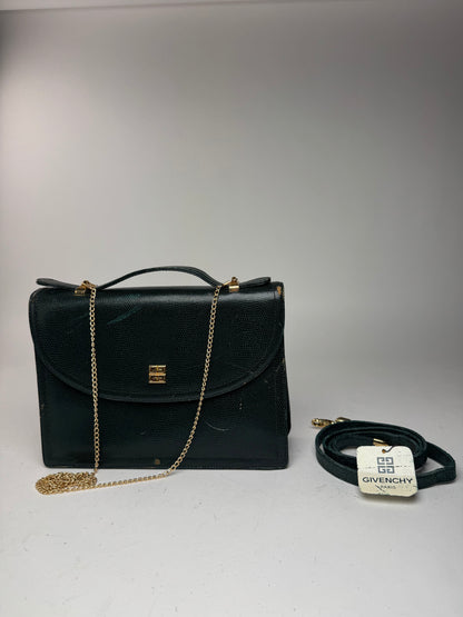 Sac vintage Givenchy 2Way en cuir peau de serpent vert