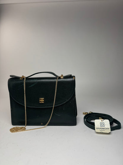 Sac vintage Givenchy 2Way en cuir peau de serpent vert