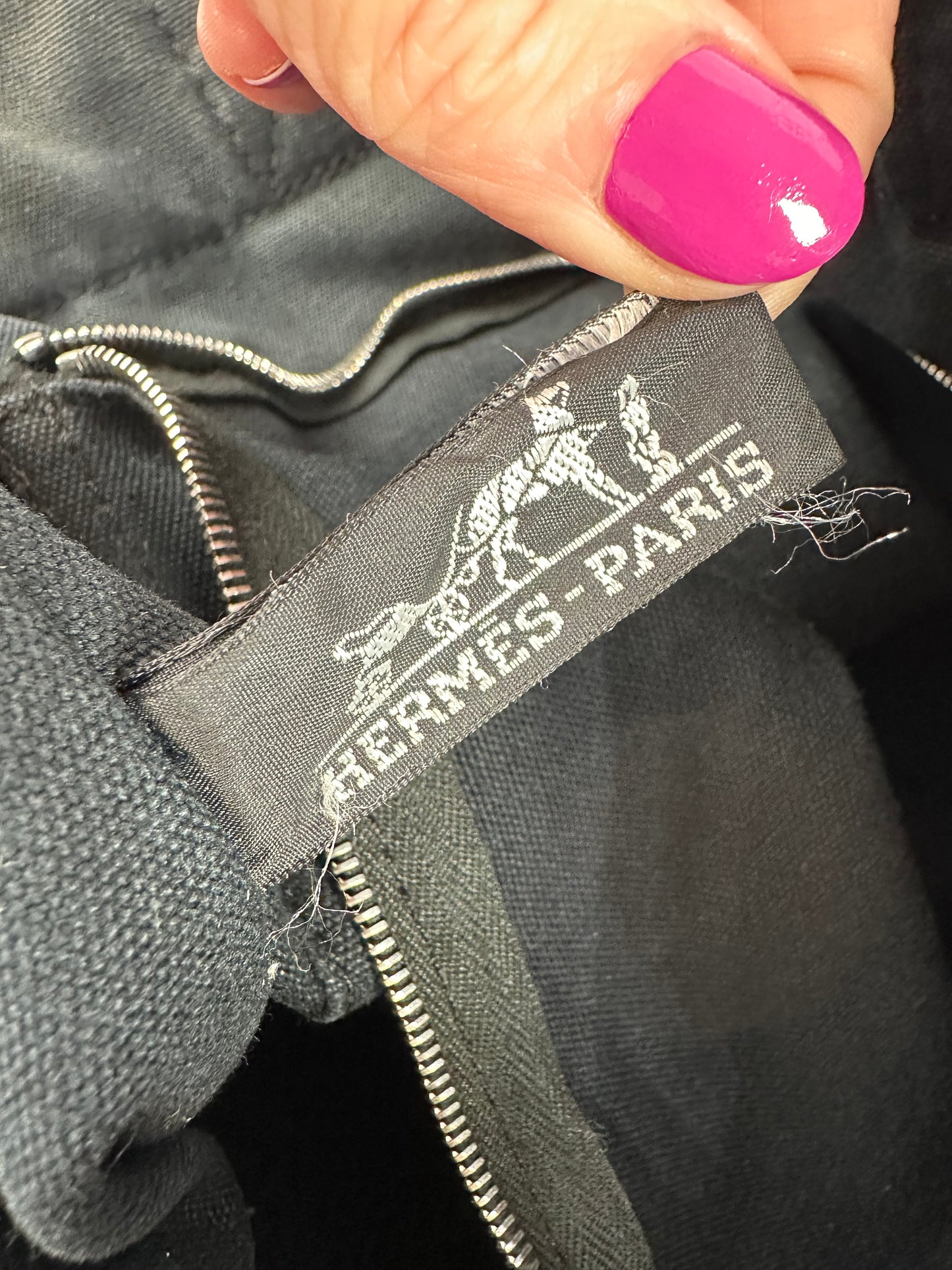 Vintage Hermes Canvas Tote Bag Black Grey