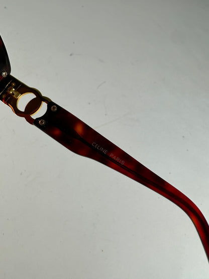Vintage Celine Acetate Sunglasses Dark Tortoiseshell Gold