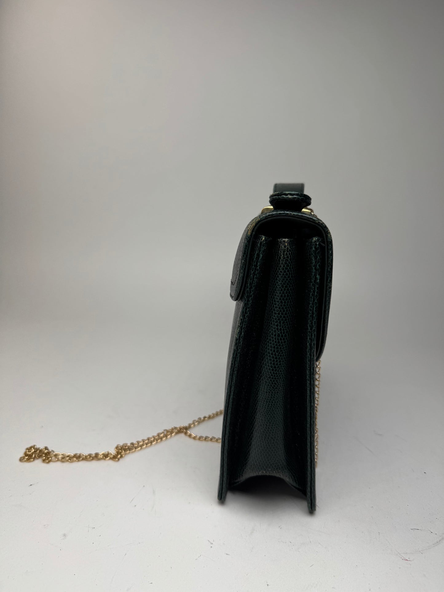 Sac vintage Givenchy 2Way en cuir peau de serpent vert