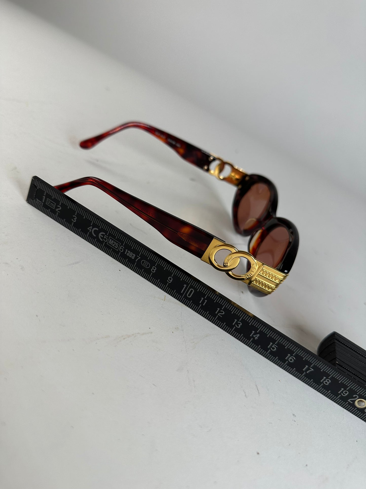 Vintage Celine Acetate Sunglasses Dark Tortoiseshell Gold