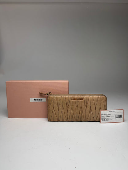 Vintage Miu Miu Metallasse Leather Wallet beige