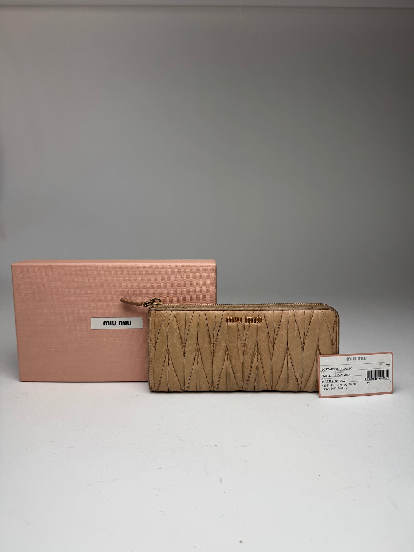Vintage Miu Miu Metallasse Leather Wallet beige
