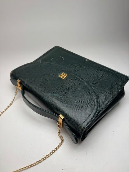 Sac vintage Givenchy 2Way en cuir peau de serpent vert