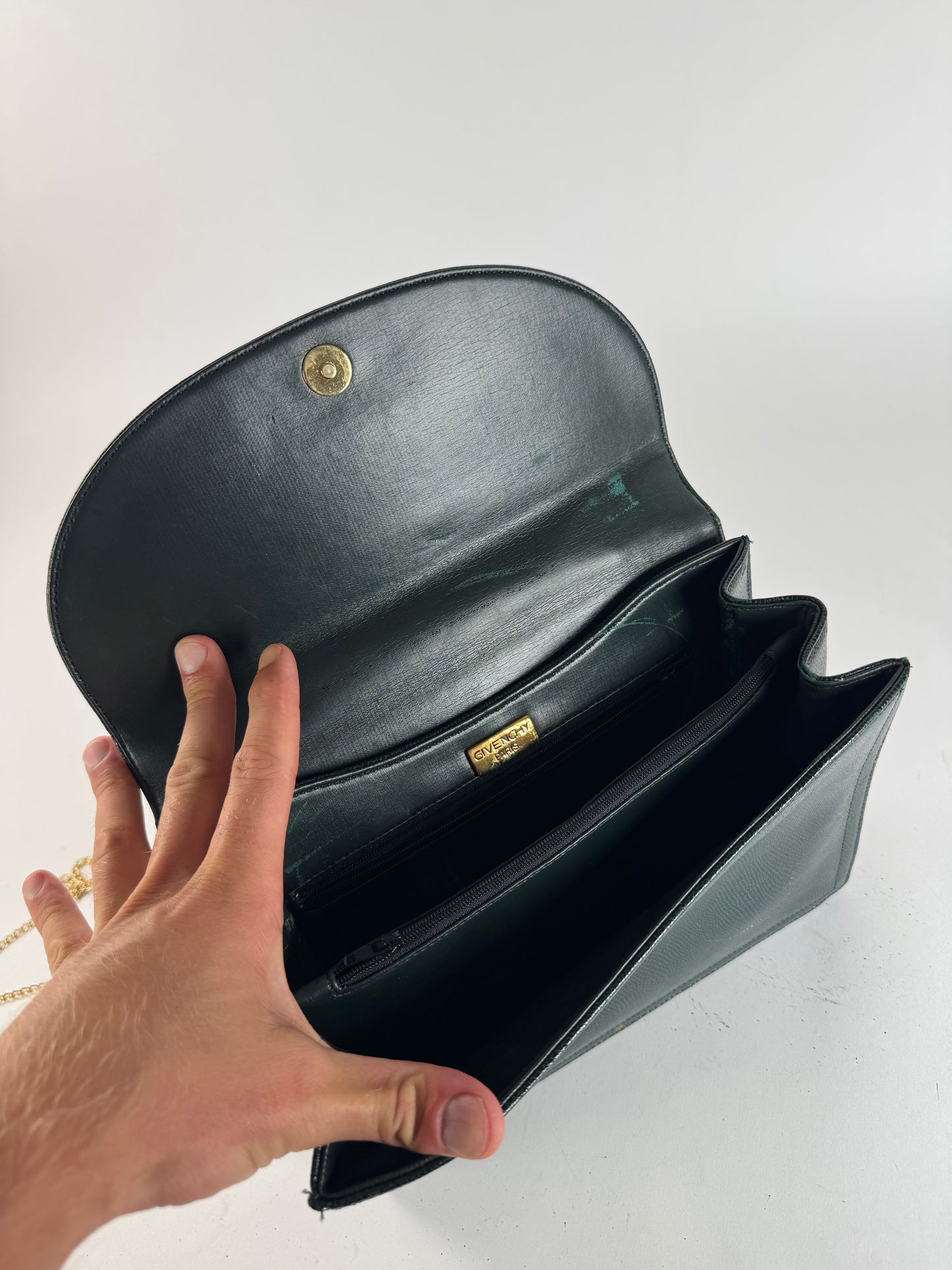 Sac vintage Givenchy 2Way en cuir peau de serpent vert