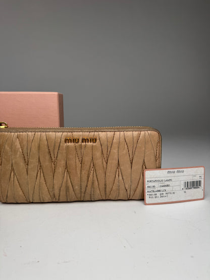 Vintage Miu Miu Metallasse Leather Wallet beige