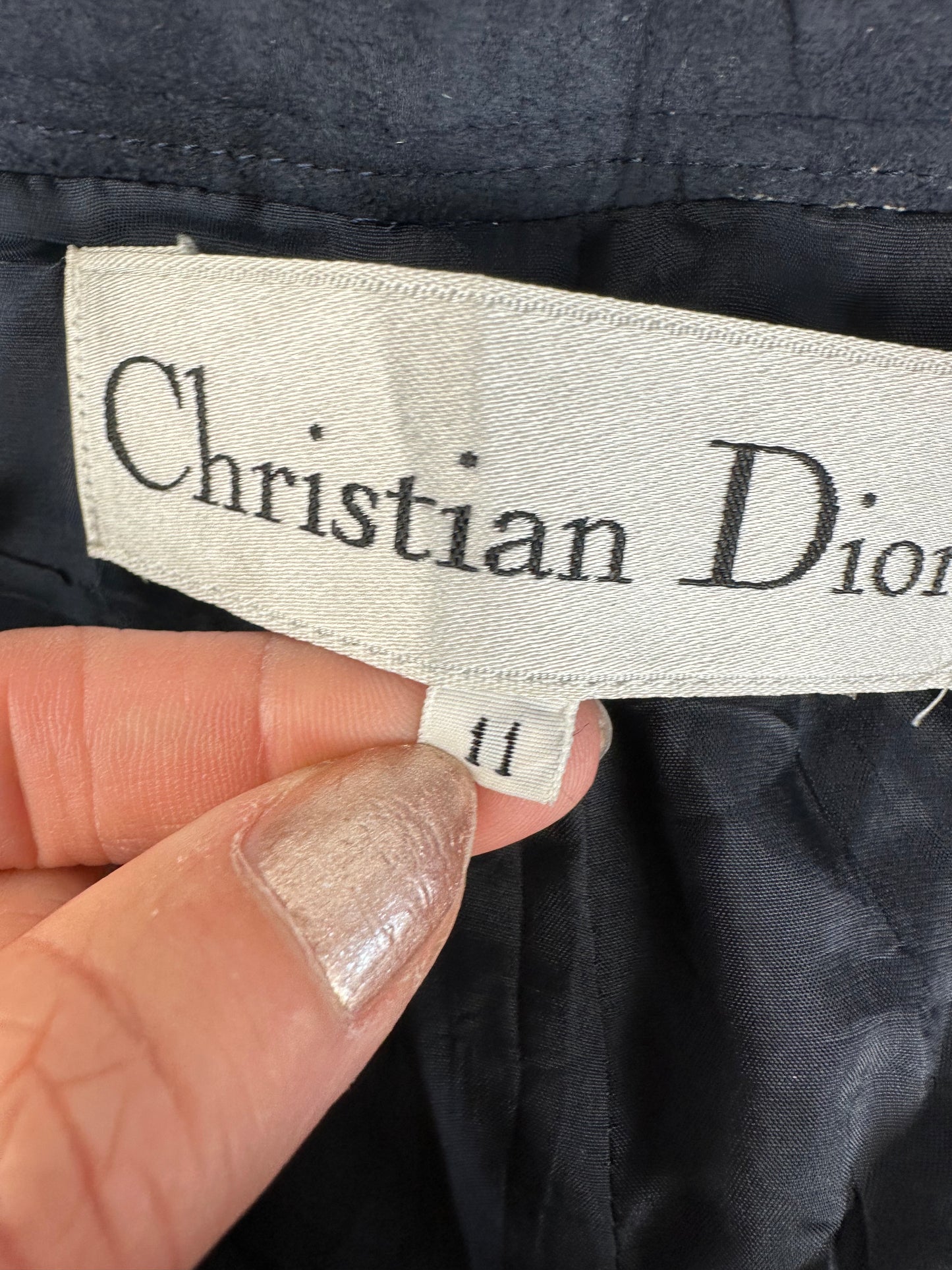 Vintage Dior Longline Coat Dark Blue L
