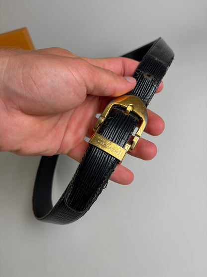 Vintage Louis Vuitton Epi Leather Belt Black Gold-tone Buckle