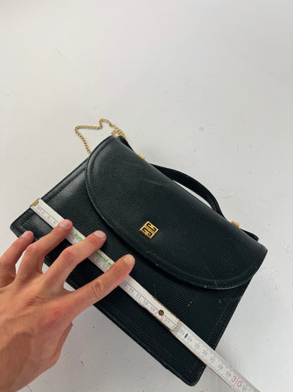 Sac vintage Givenchy 2Way en cuir peau de serpent vert