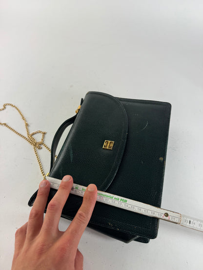 Sac vintage Givenchy 2Way en cuir peau de serpent vert