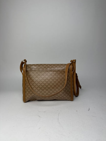 Vintage Celine Paris Monogram Leather shoulder bag beige brown