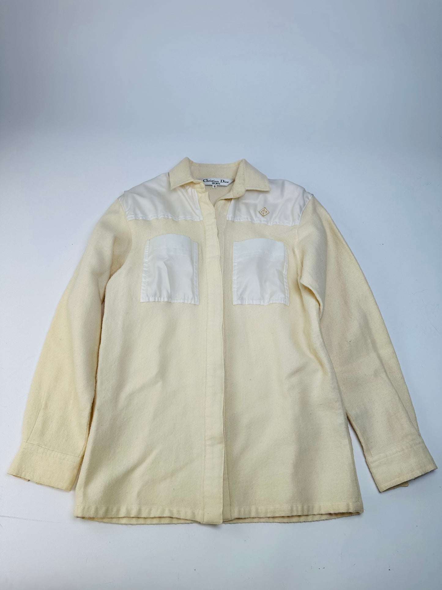 Vintage Dior Wool Satin Shirt Jacket Cream Ivory