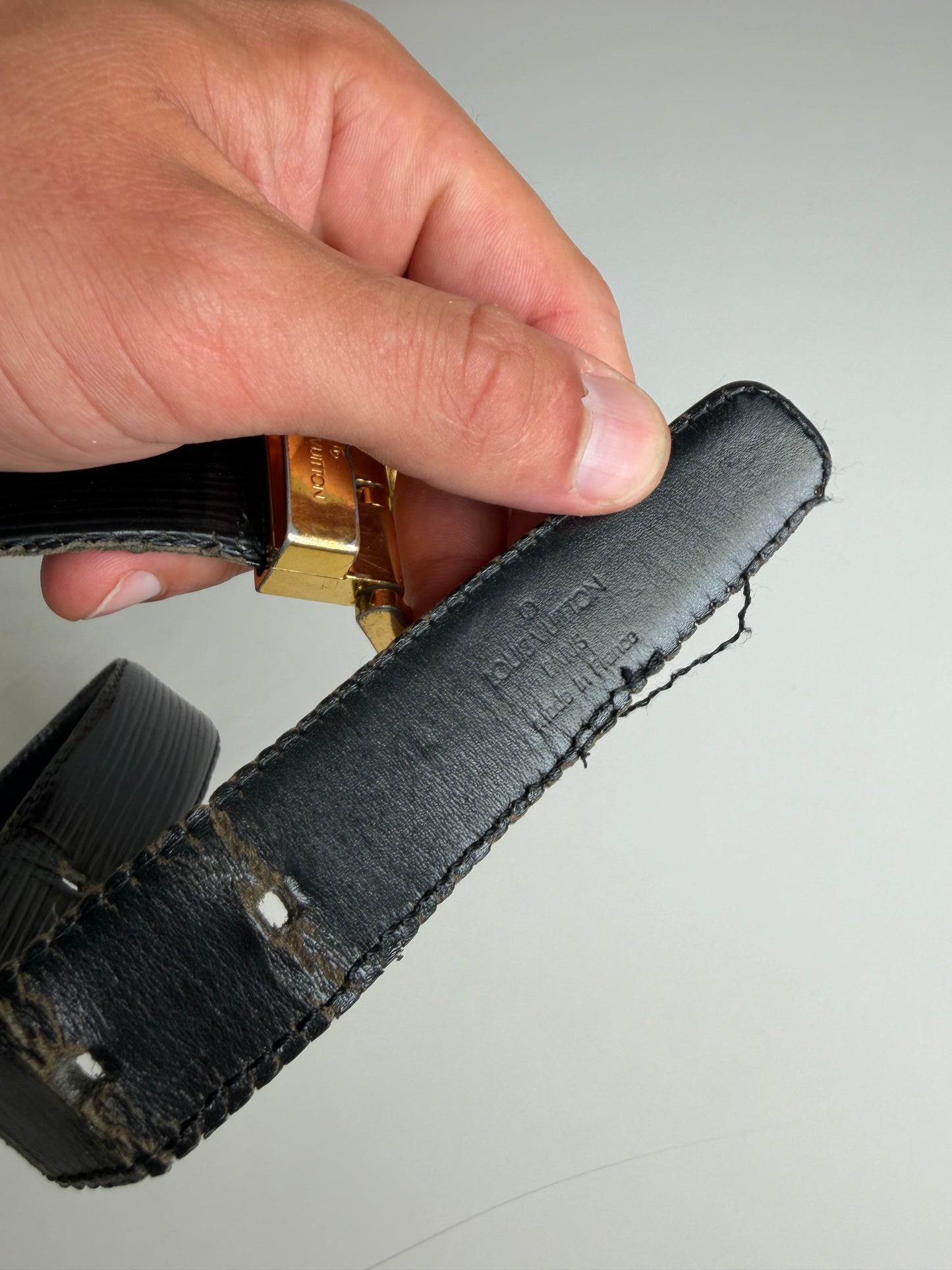 Vintage Louis Vuitton Epi Leather Belt Black Gold-tone Buckle