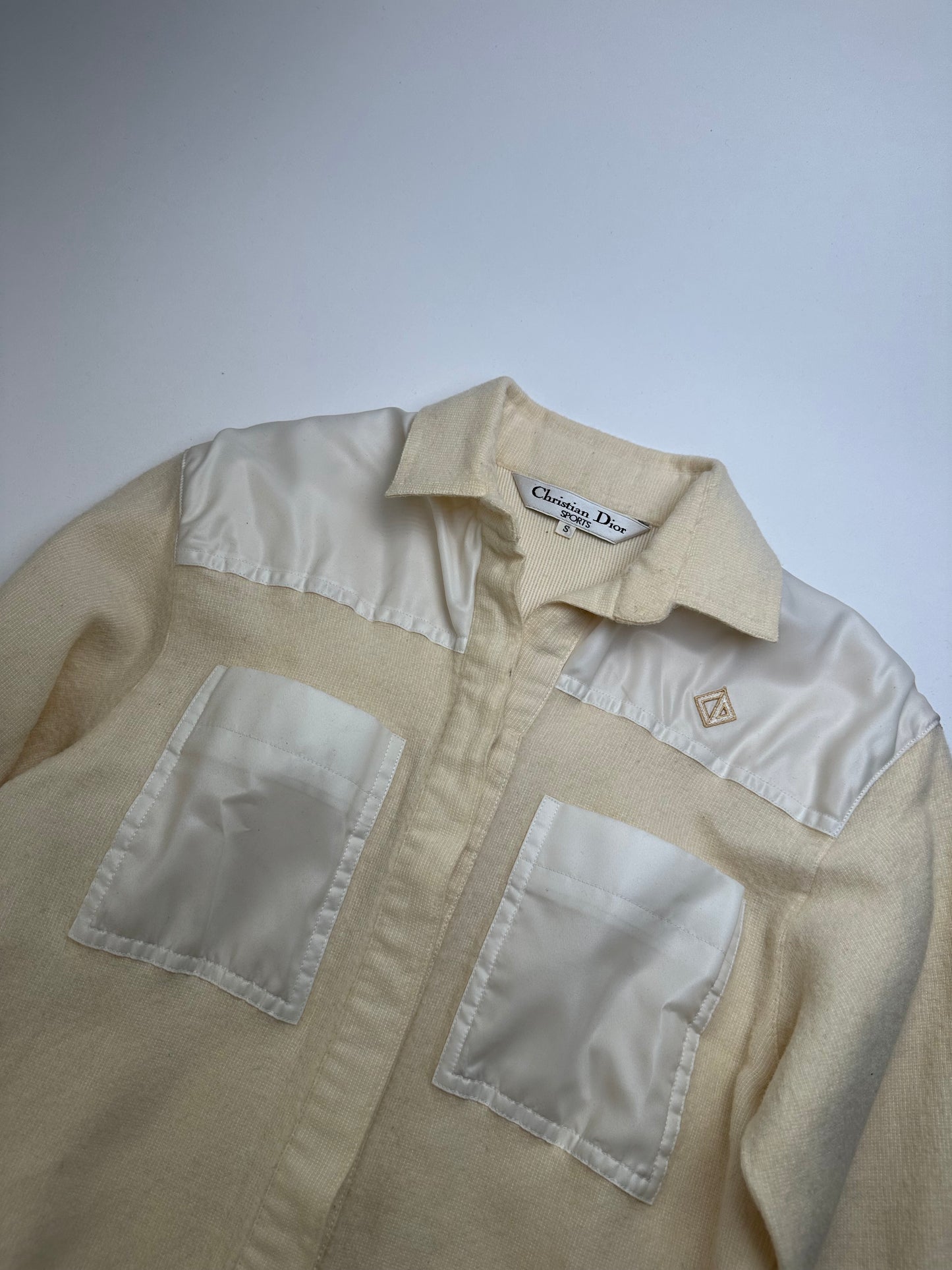 Vintage Dior Wool Satin Shirt Jacket Cream Ivory