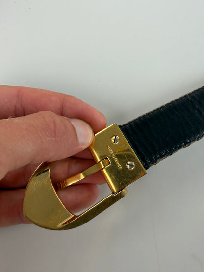 Vintage Louis Vuitton Epi Leather Belt Black Gold-tone Buckle