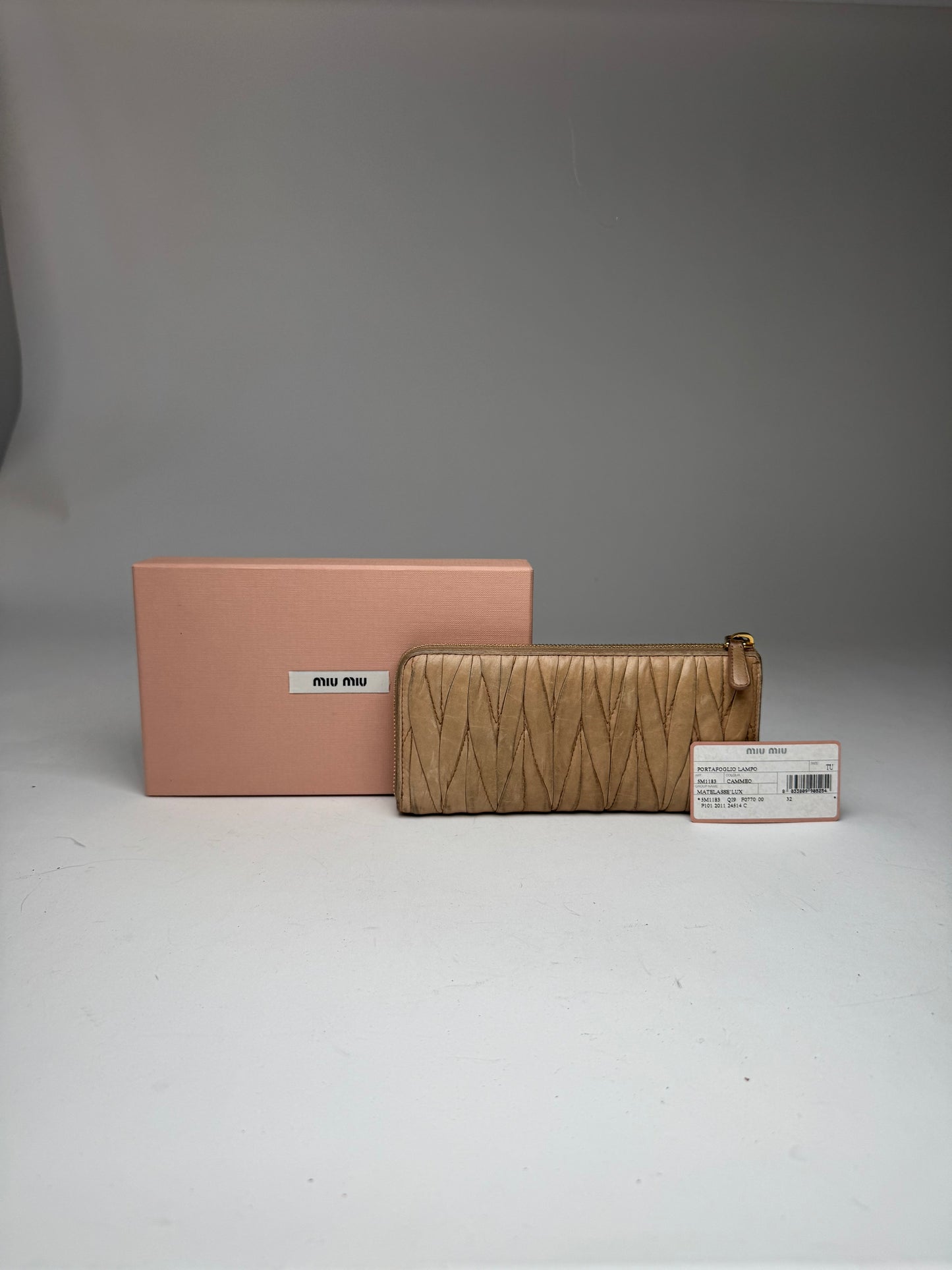 Vintage Miu Miu Metallasse Leather Wallet beige