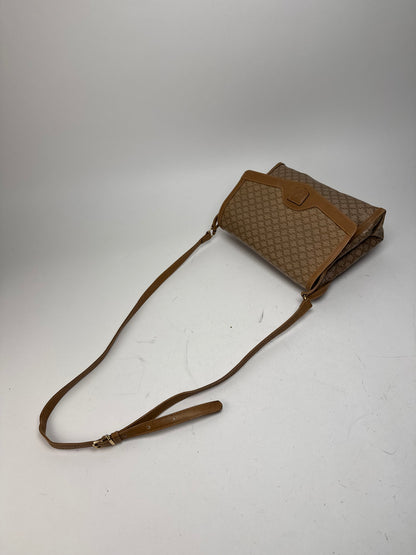 Vintage Celine Paris Monogram Leather shoulder bag beige brown