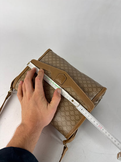 Vintage Celine Paris Monogram Leather shoulder bag beige brown