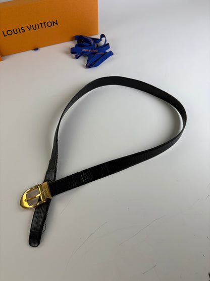 Vintage Louis Vuitton Epi Leather Belt Black Gold-tone Buckle