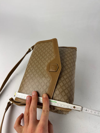 Vintage Celine Paris Monogram Leather shoulder bag beige brown