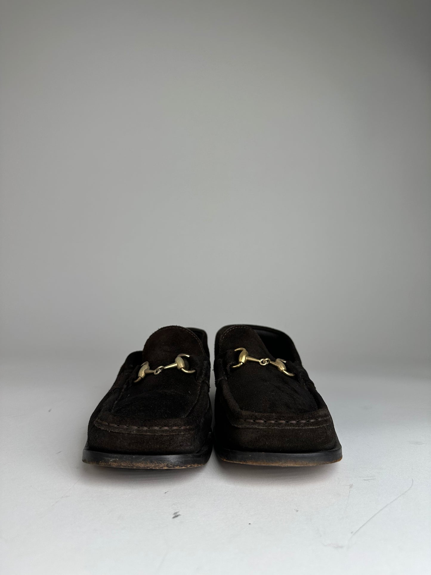 Vintage Gucci Horsebit Suede Loafer Black