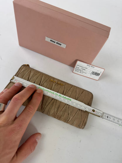 Vintage Miu Miu Metallasse Leather Wallet beige