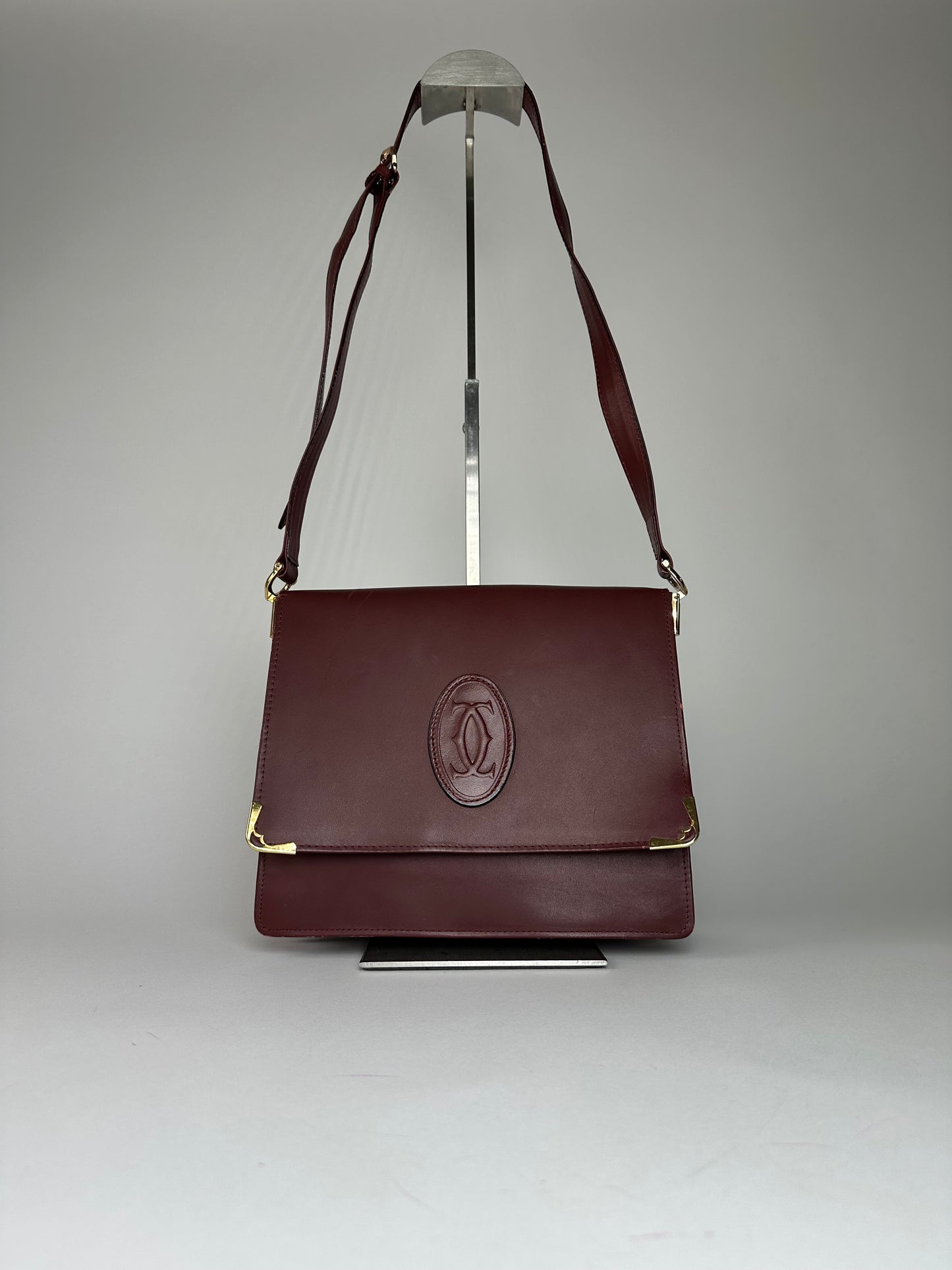 Vintage Cartier Leather Multiway Bag Burgundy